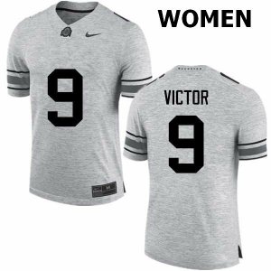 Women's Ohio State Buckeyes #9 Binjimen Victor Gray Nike NCAA College Football Jersey In Stock SRP7544OB